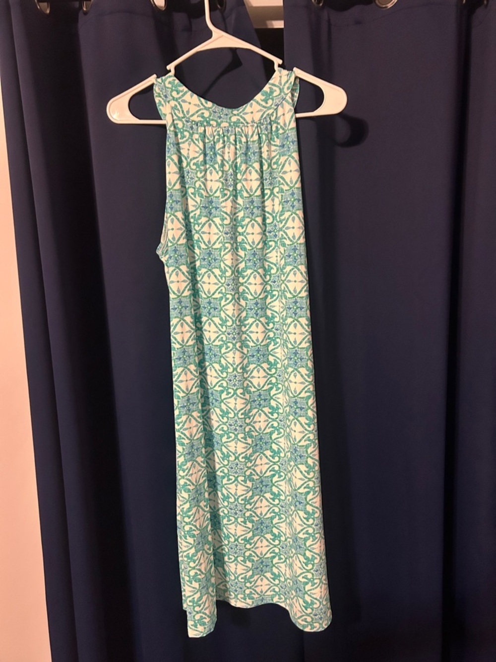 Sleeveless Mint Tile-Print Midi Dress - Picture 3 of 4